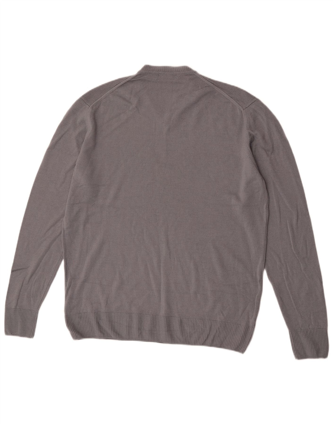 Zara Herren-Pullover mit V-Ausschnitt, XL, graue Wolle