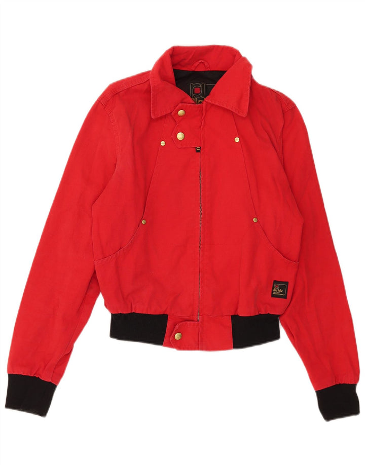Richlu Damen Bomberjacke UK 12 Mittelrote Colourblock-Baumwolle