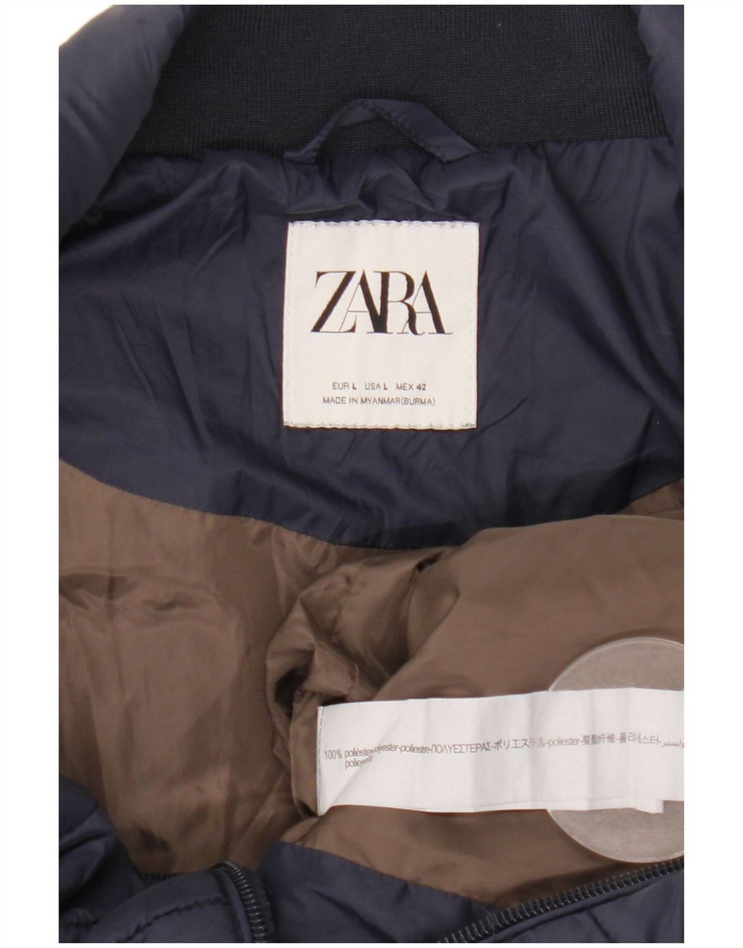 Zara Herren Wattierte Weste UK 40 Large Marineblau Polyester