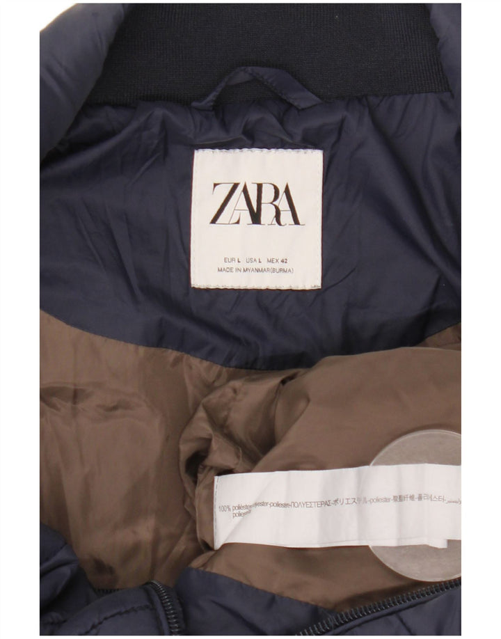 Zara Herren Wattierte Weste UK 40 Large Marineblau Polyester