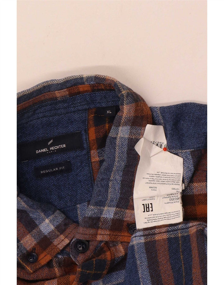 Daniel Hechter Herren-Flanellhemd mit normaler Passform, XL, marineblau, kariert, Baumwolle