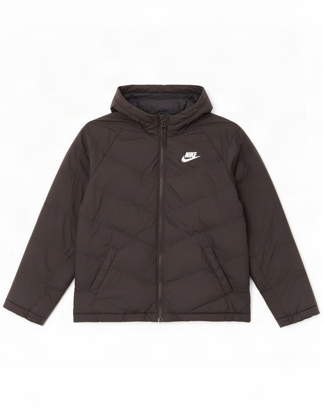 Nike Wattierte Jacke mit Kapuze für Jungen, 10–11 Jahre, Mittel, Schwarz, Polyester