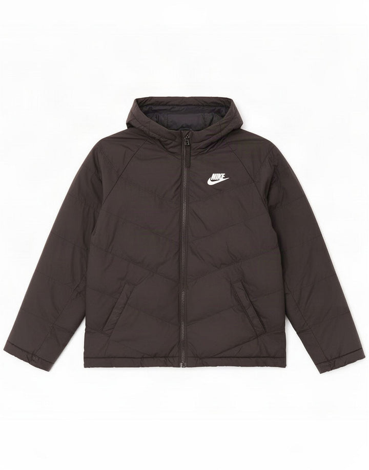 Nike Wattierte Jacke mit Kapuze für Jungen, 10–11 Jahre, Mittel, Schwarz, Polyester