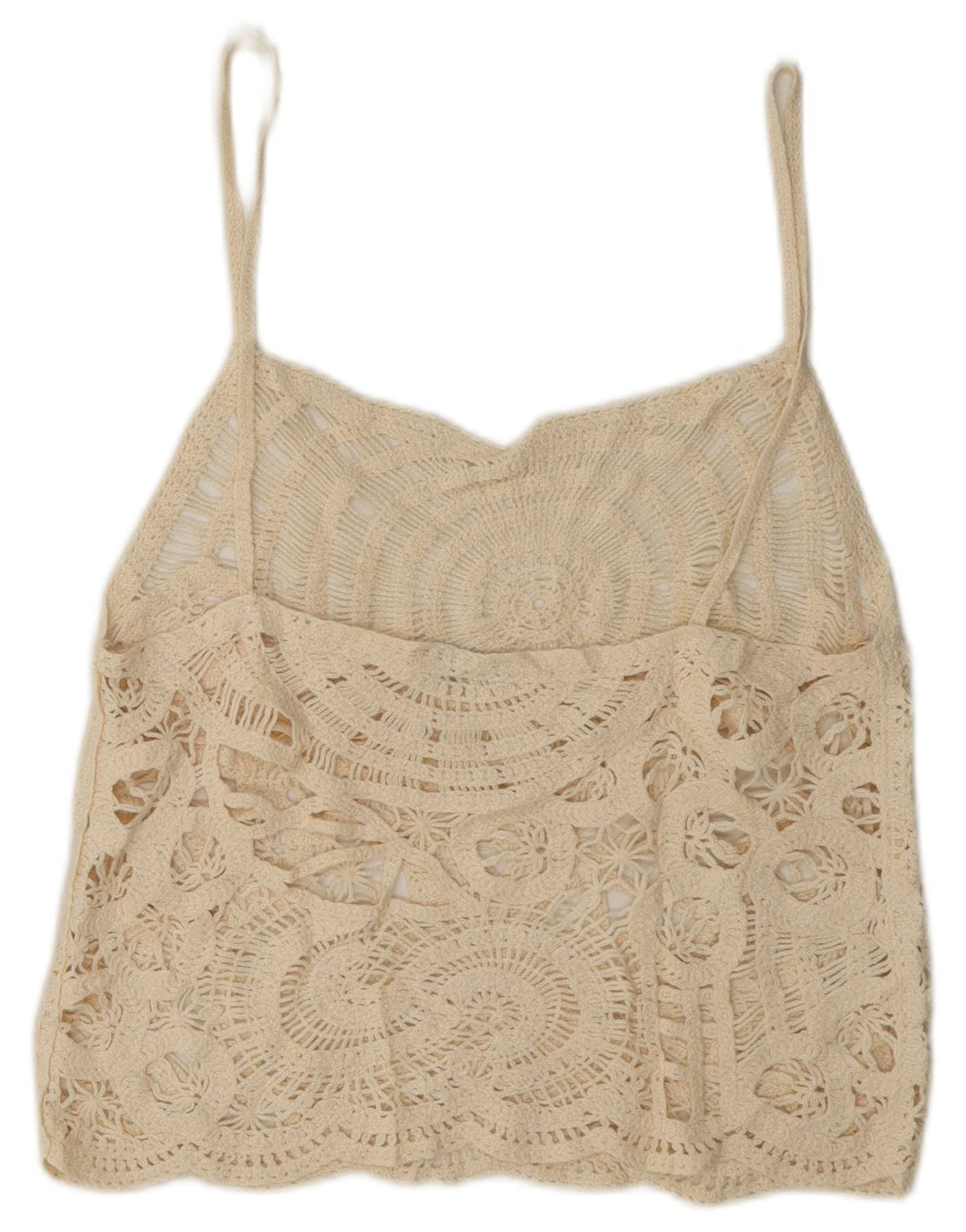 Durchsichtiges Häkel-Cami-Top von Zara für Damen, Gr. 40, Größe L, gebrochenes Weiß