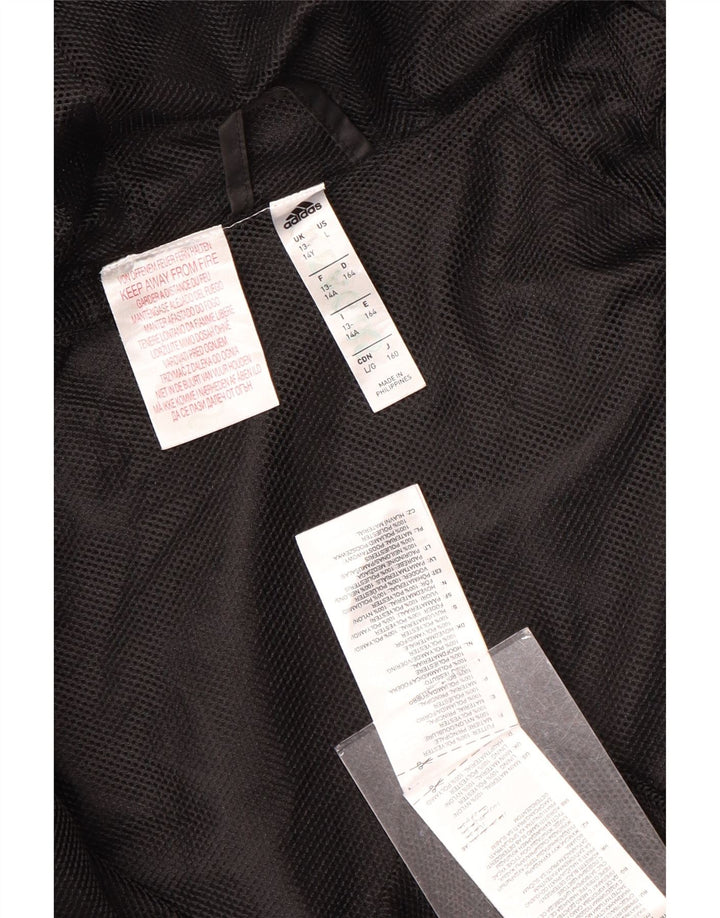 Adidas Jungen-Trainingsanzug mit Kapuze, Top-Jacke, 13–14 Jahre, schwarzes Polyester