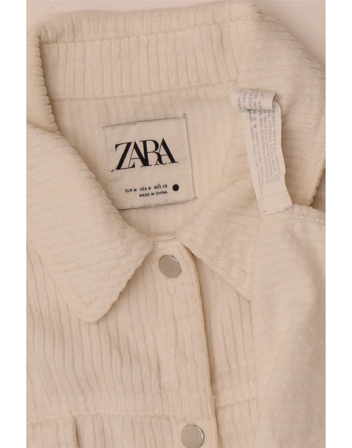 Übergroßes Cordhemd von Zara für Damen, UK 14, mittelweiße Baumwolle