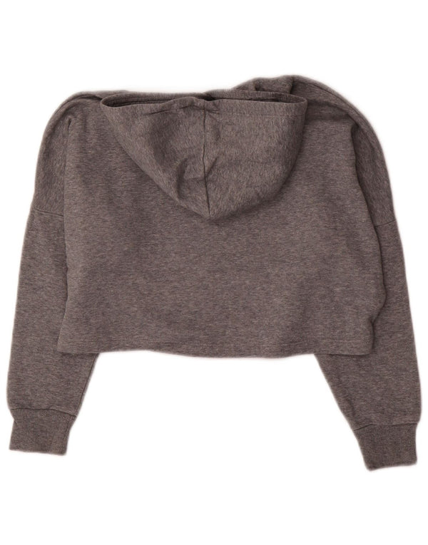 PUMA Mädchen Crop Graphic Hoodie Pullover 9–10 Jahre Graue Baumwolle