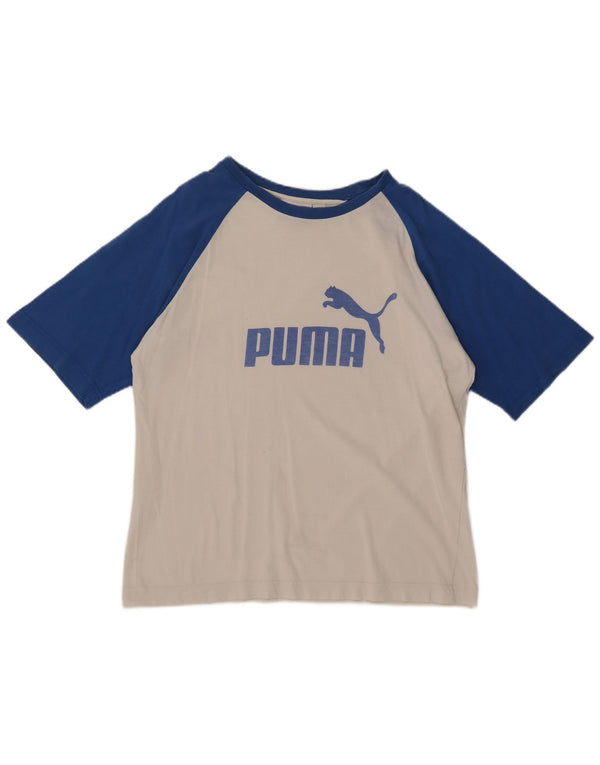 Puma Herren Grafik T-Shirt Top XL Weiß Farbblock