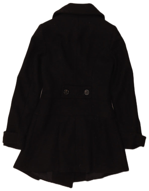 Benetton Damen Zweireihiger Mantel IT 40 Small Schwarze Wolle