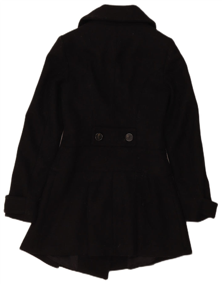 Benetton Damen Zweireihiger Mantel IT 40 Small Schwarze Wolle