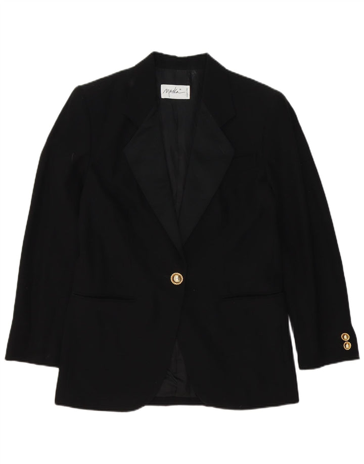 Maska Damen 1-Knopf-Blazer-Jacke IT 42 Mittelschwarzes Acetat