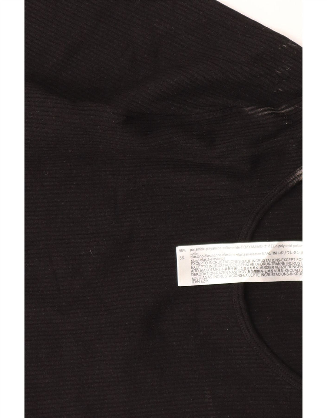 Zara Damen Crop Top Langarm UK 4 XS Schwarz Polyamid