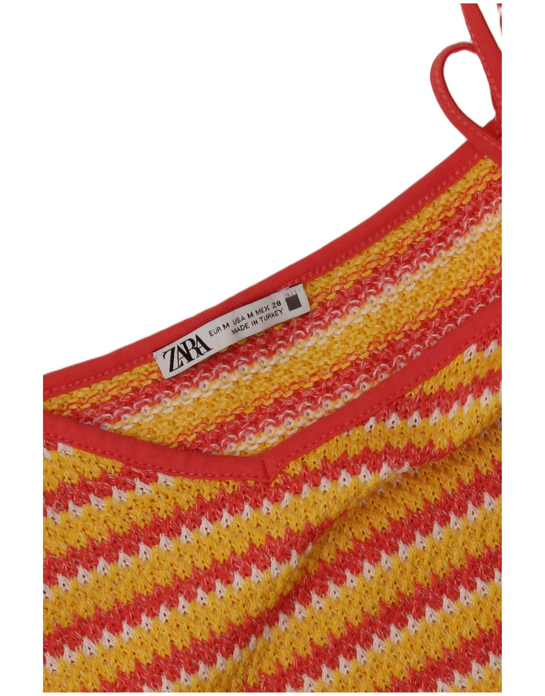 Zara Damen Sommerkleid UK 12 Mittelgelb gestreift