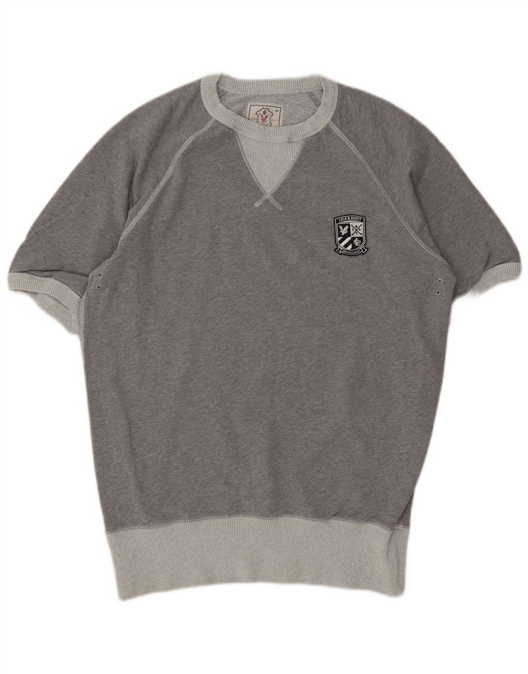 LYLE & SCOTT Herren-Kurzarm-Sweatshirt-Pullover aus mittelgrauer Baumwolle