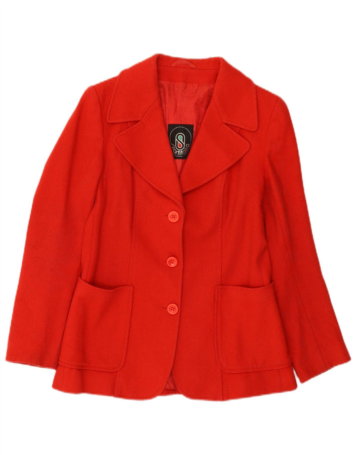 Vintage Damen 3-Knopf-Blazerjacke UK 10 Small Rot