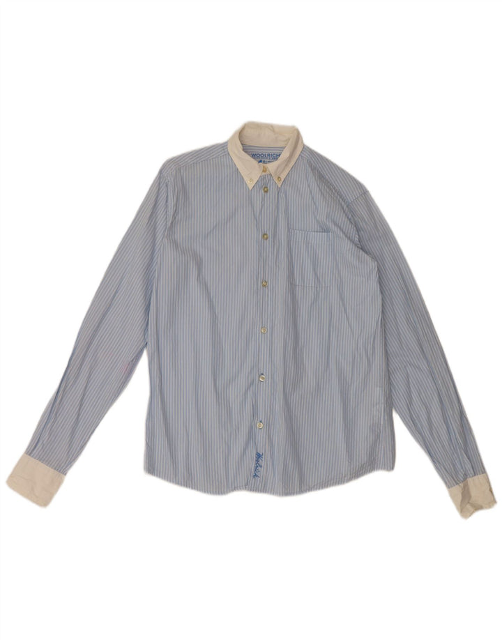 Woolrich Hemd für Jungen, 13–14 Jahre, blaue Nadelstreifen-Baumwolle