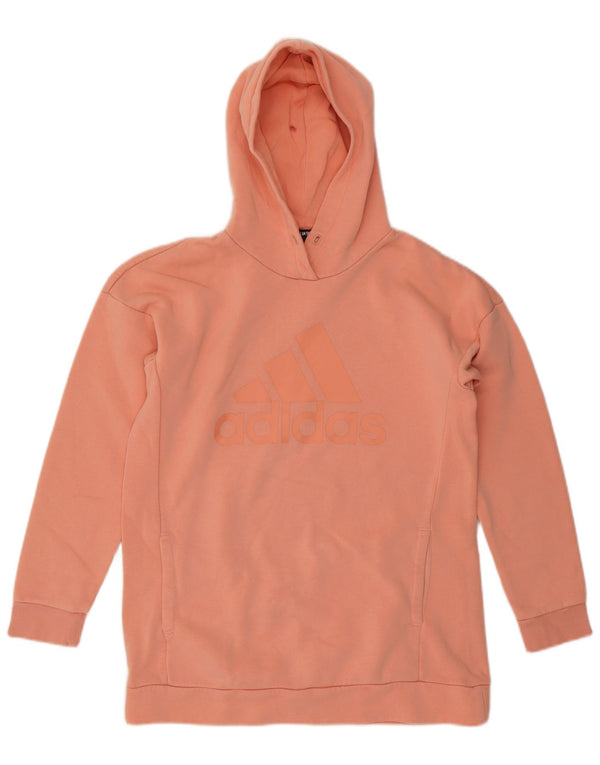 ADIDAS Damen Übergroßer grafischer Kapuzenpullover UK 8/10 Small Orange Baumwolle