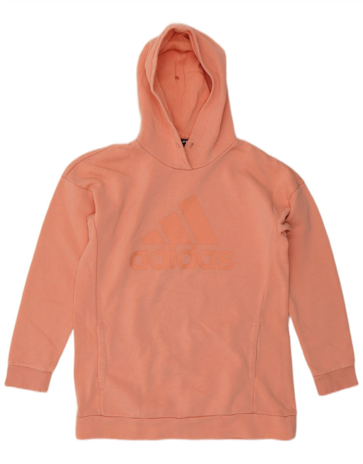 ADIDAS Damen Übergroßer grafischer Kapuzenpullover UK 8/10 Small Orange Baumwolle