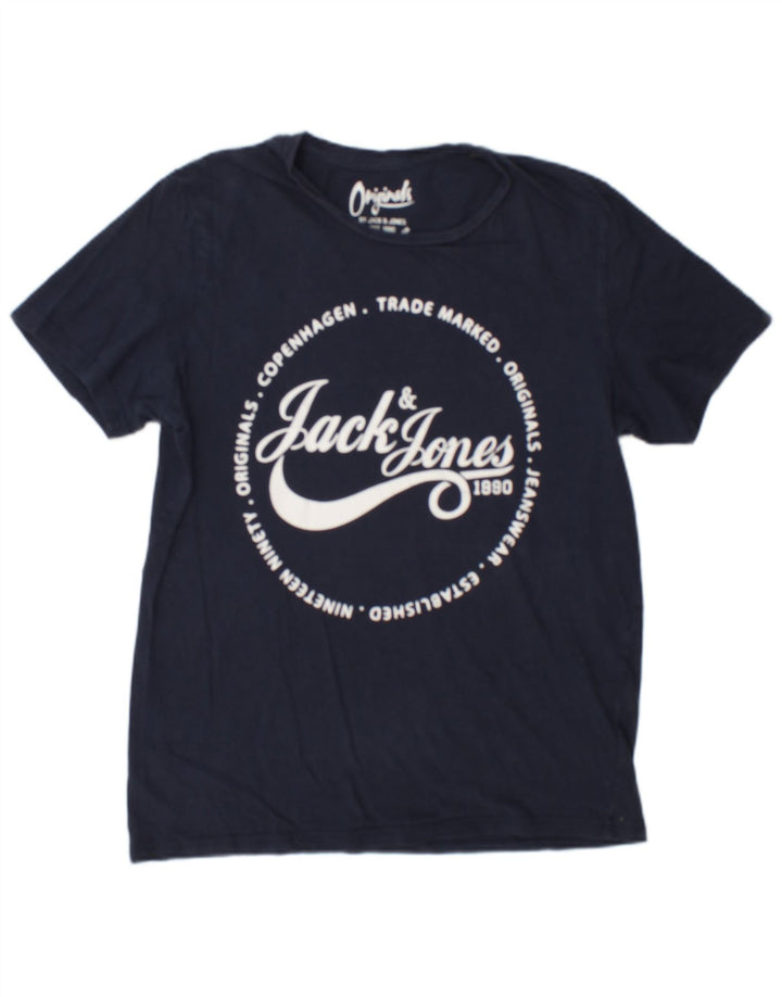 Jack & Jones Herren-T-Shirt mit Grafik, mittlere Marineblau-Baumwolle