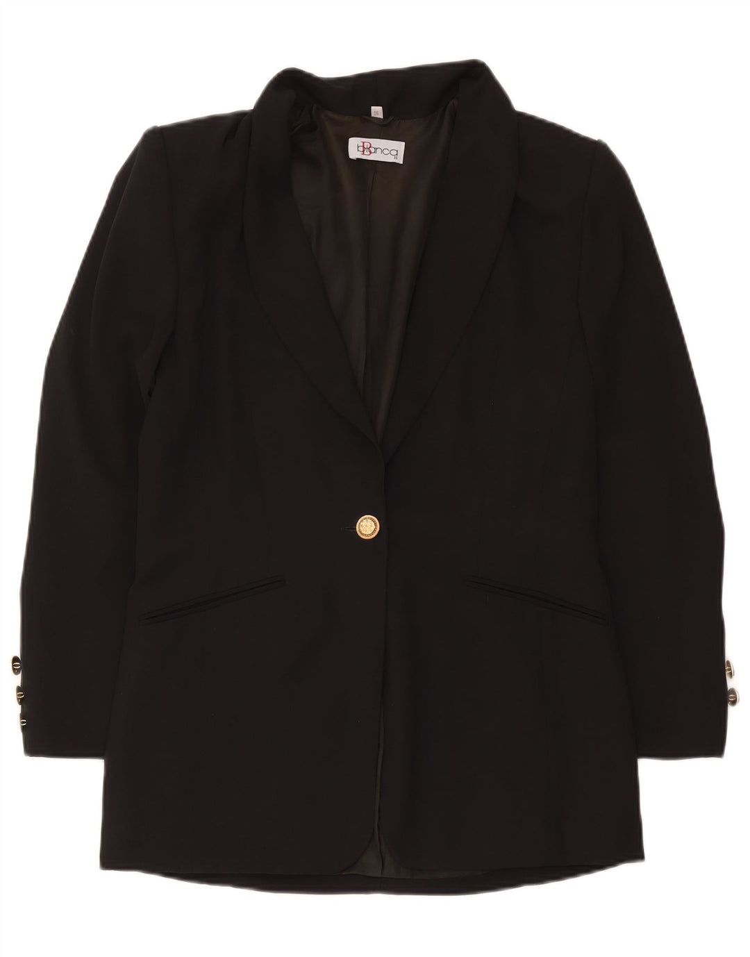 Bianca Damen Longline 1-Knopf-Blazerjacke EU 36 Small Schwarz Polyester