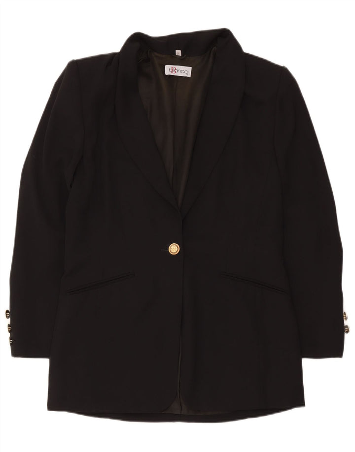 Bianca Damen Longline 1-Knopf-Blazerjacke EU 36 Small Schwarz Polyester