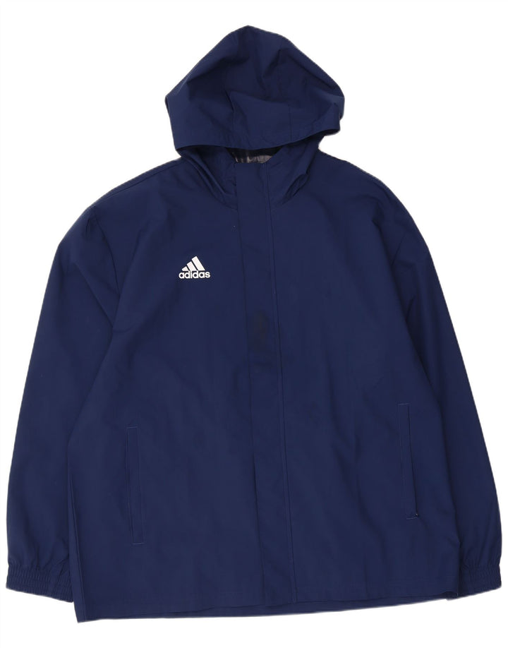 Adidas Herren Kapuzen-Regenjacke UK 42 XL Marineblau Polyester