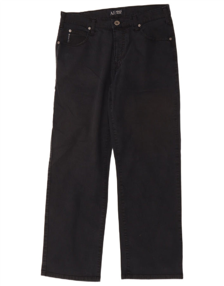Armani Herren Straight Jeans W32 L28 Schwarze Baumwolle