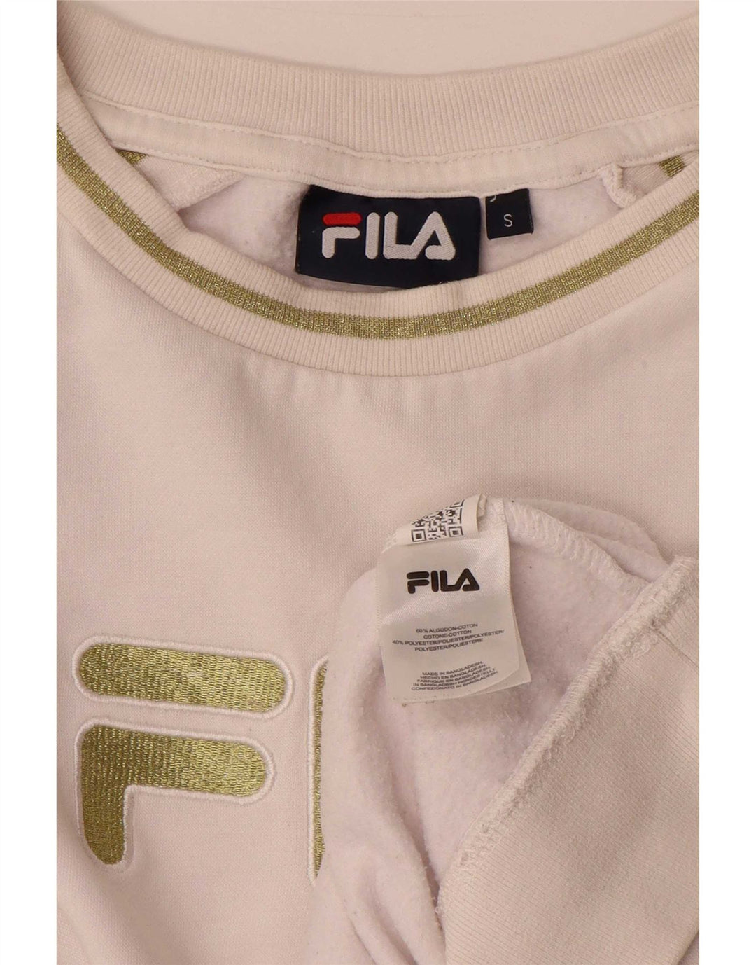 Fila Womens Graphic Oversized Sweatshirt Pullover UK 10 Small Weiße Baumwolle