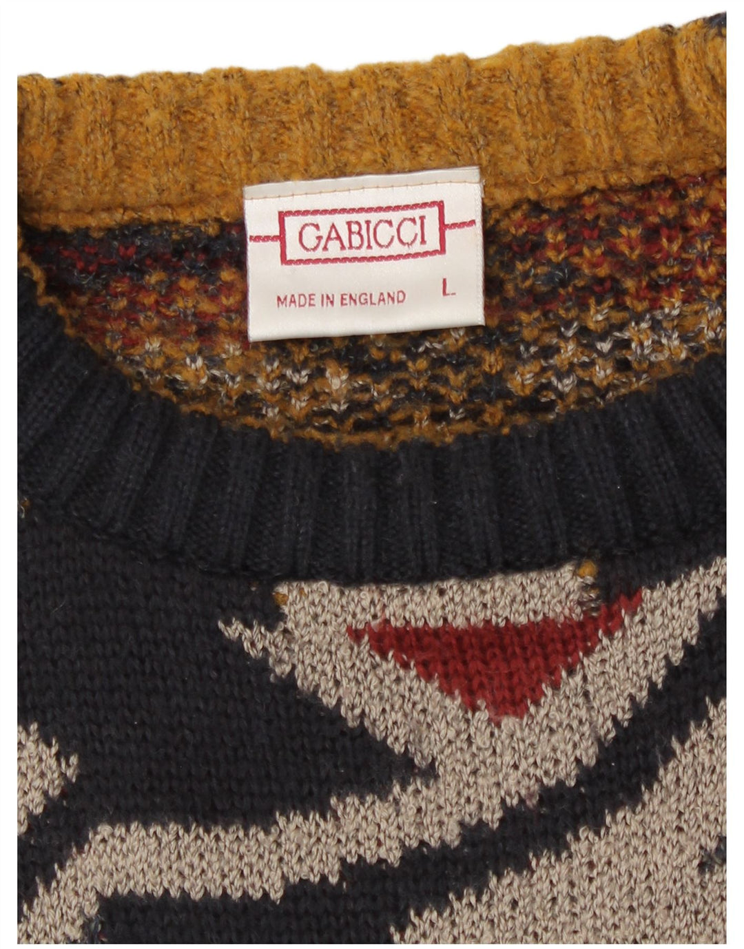 Vintage Herren Pullover mit Rundhalsausschnitt, groß, mehrfarbig, geometrisch