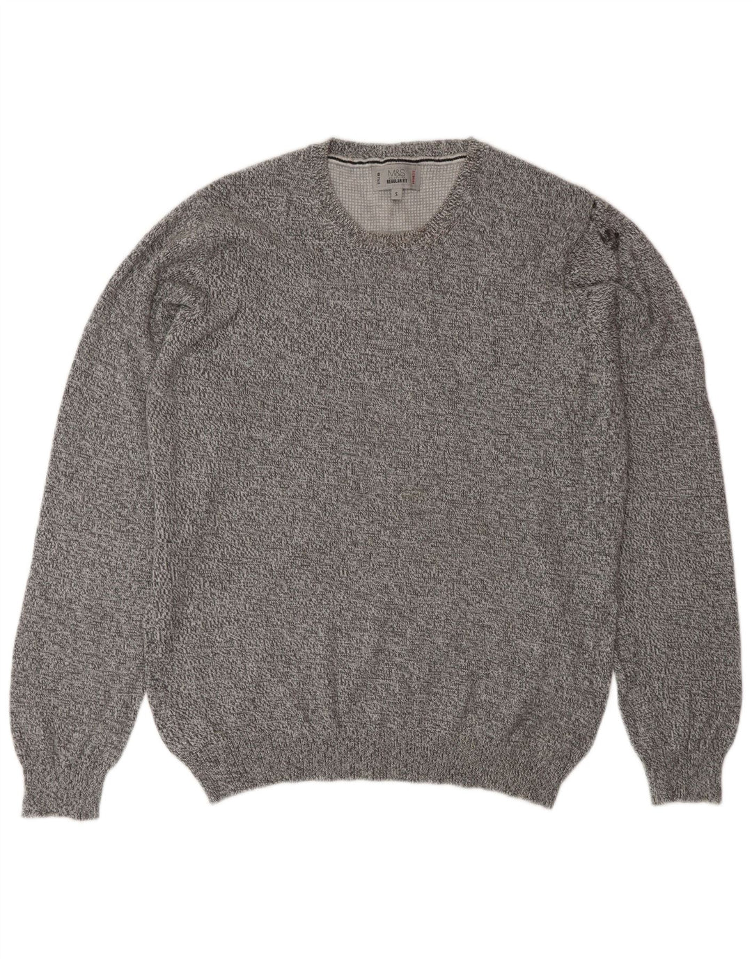 Marks & Spencer Herren-Pullover mit Rundhalsausschnitt, Größe S, Grau meliert