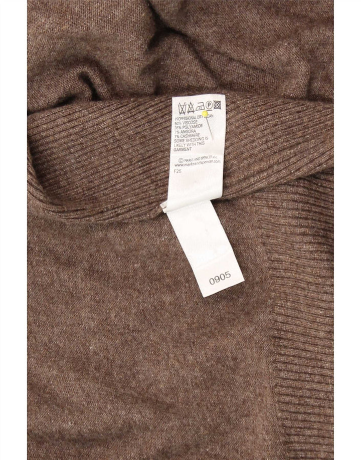 Marks & Spencer Damen Asymmetrischer Cardigan-Pullover UK 12/14 Mittelbraun