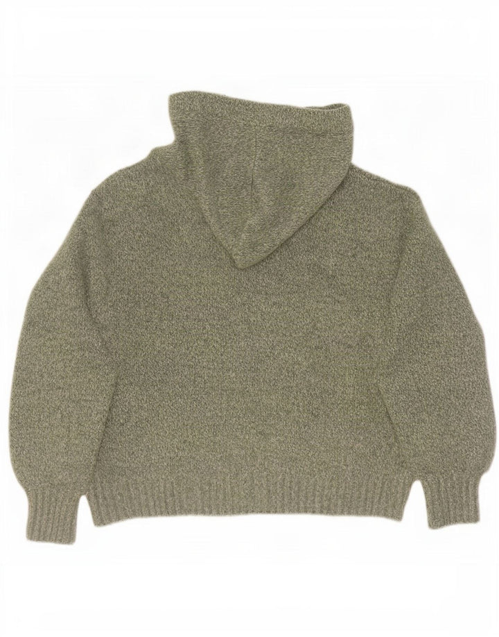 Zara Damen-Pullover mit Kapuze, übergroß, Gr. 14, mittelgrün meliert