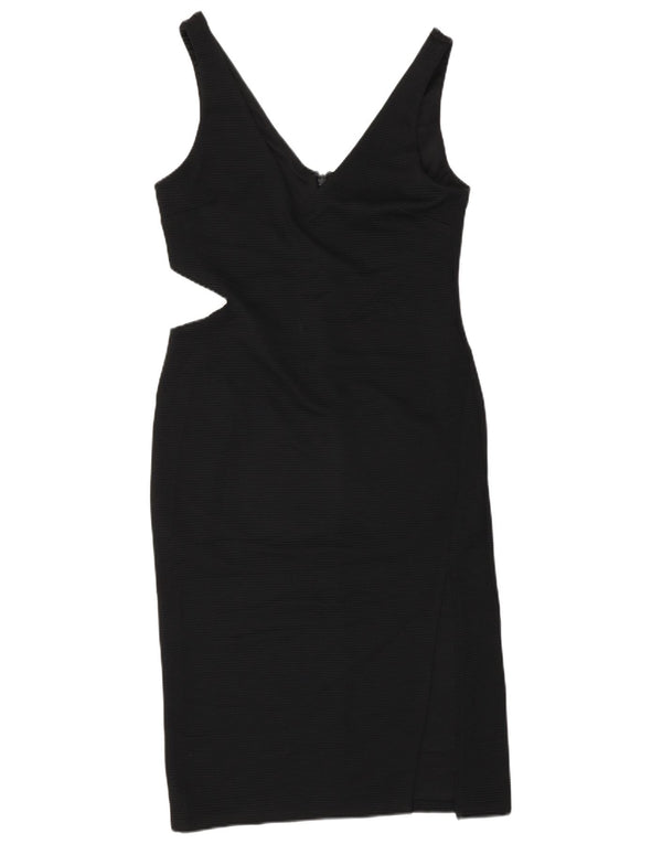 Topshop Damen Ärmelloses, figurbetontes Kleid mit Ausschnitt, UK 12, Mittelschwarz, Polyester