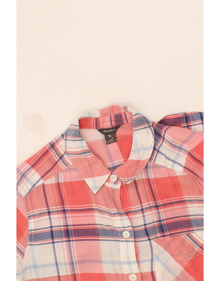 EDDIE BAUER Womens Flannel Shirt UK 10 Small Pink Check Lyocell Vintage Eddie Bauer and Second-Hand Eddie Bauer from Messina Hembry 