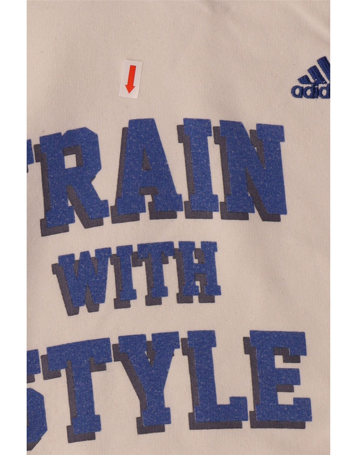 ADIDAS Damen Graphic Hoodie Pullover UK 12 Mittelweiße Baumwolle