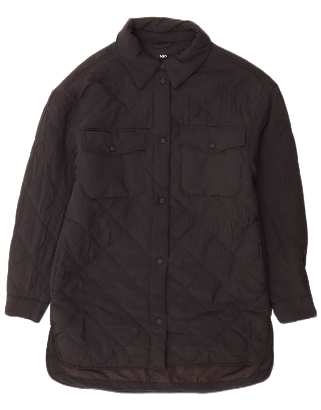 Marks & Spencer Damen Übergroßer, gesteppter, wattierter Mantel UK 6 XS Schwarz