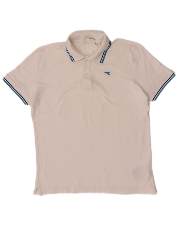 Diadora Herren-Poloshirt aus mittelweißer, gestreifter Baumwolle
