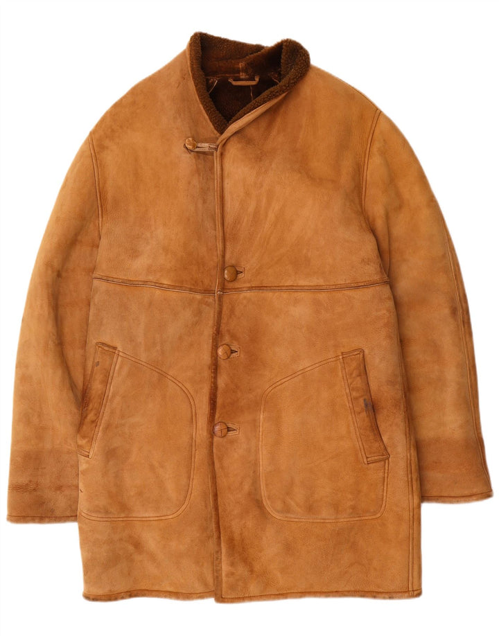Vintage Herren Shearling Jacke UK 38 Mittelbraun