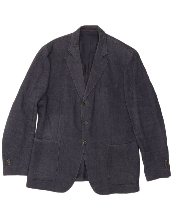 MASSIMO DUTTI Herren 3-Knopf-Blazerjacke EU 54 XL Marineblaue Wolle