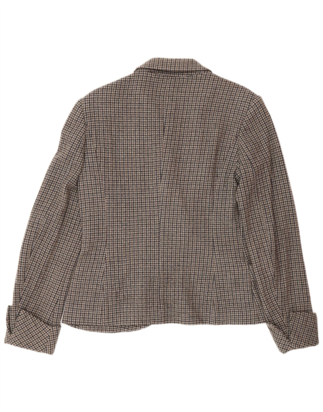 Benetton Damen-Blazer mit 1 Knopf, IT 46, große graue Wolle mit Hahnentrittmuster