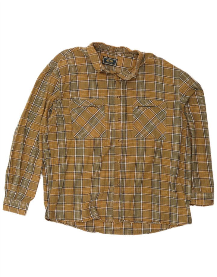European Project Herren-Flanellhemd 2XL, gelb karierte Baumwolle