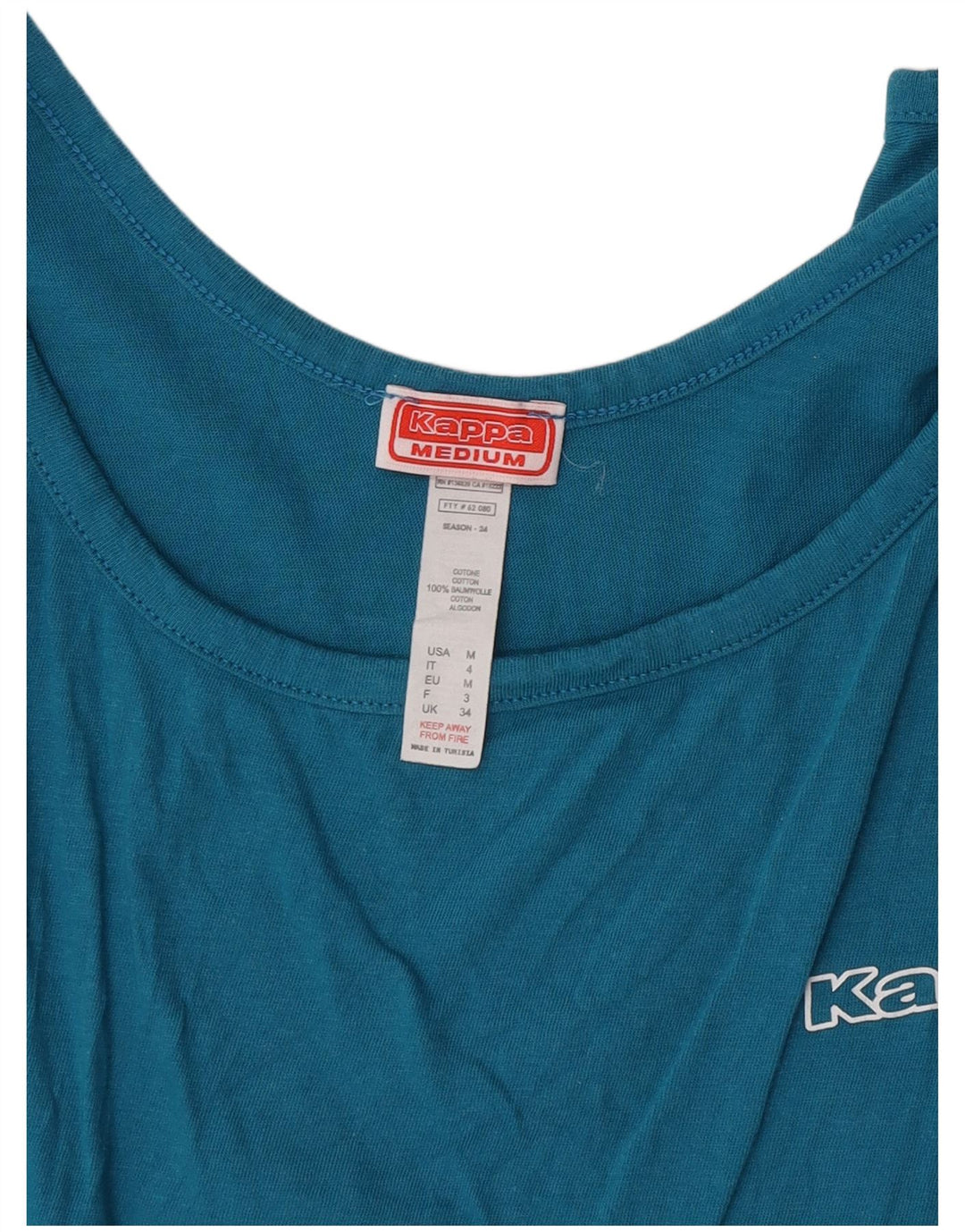 Kappa Damen Weste Top UK 12 Mittelblaue Baumwolle