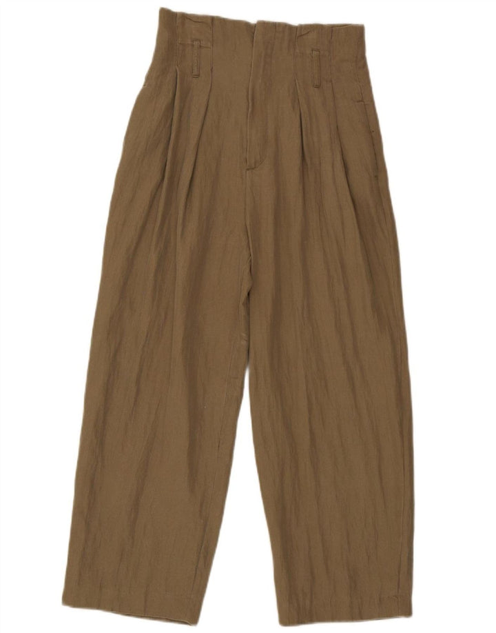 Zara Damen Hose mit Pegged-Ausschnitt, Größe S, W26, L24, Khaki