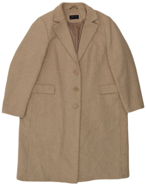 Marks & Spencer Damenmantel UK 22 3XL Beige Herringbone Polyester