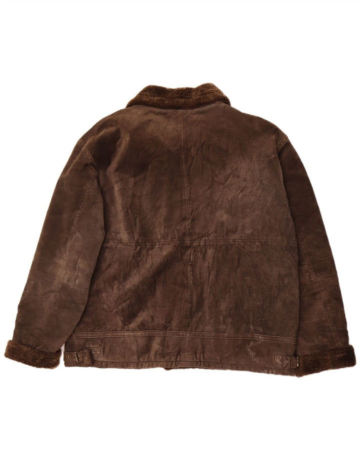 TCM Damen Shearling Jacke UK 28/30 3XL Braunes Leder