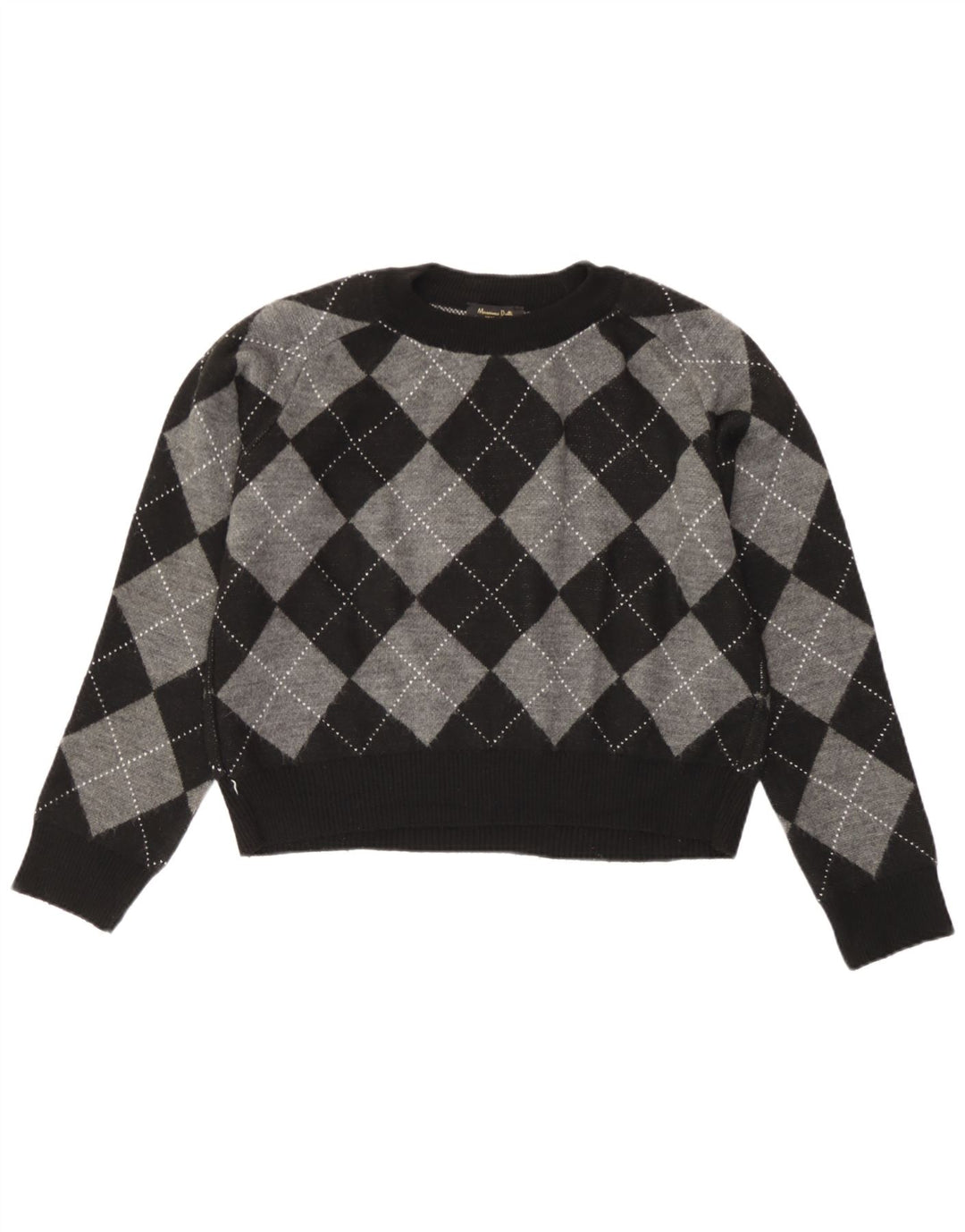 Massimo Dutti Damen Crop Pullover mit Rundhalsausschnitt, Gr. 10, Größe S, Schwarz