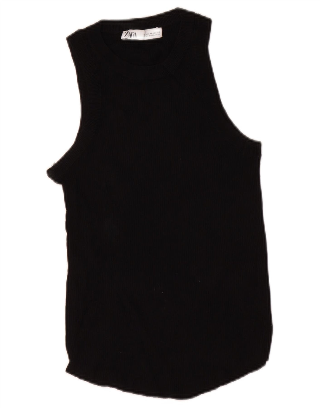 Zara Damen Weste Top UK 12 Medium Schwarz Viskose
