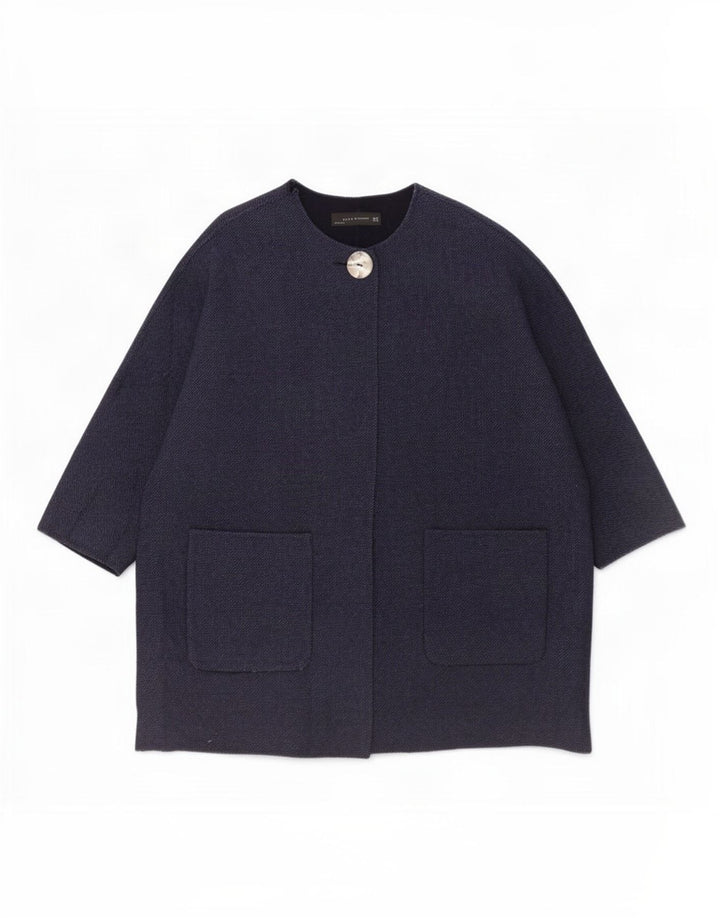 Zara Damen Übergroßer Mantel UK 16 Large Marineblau