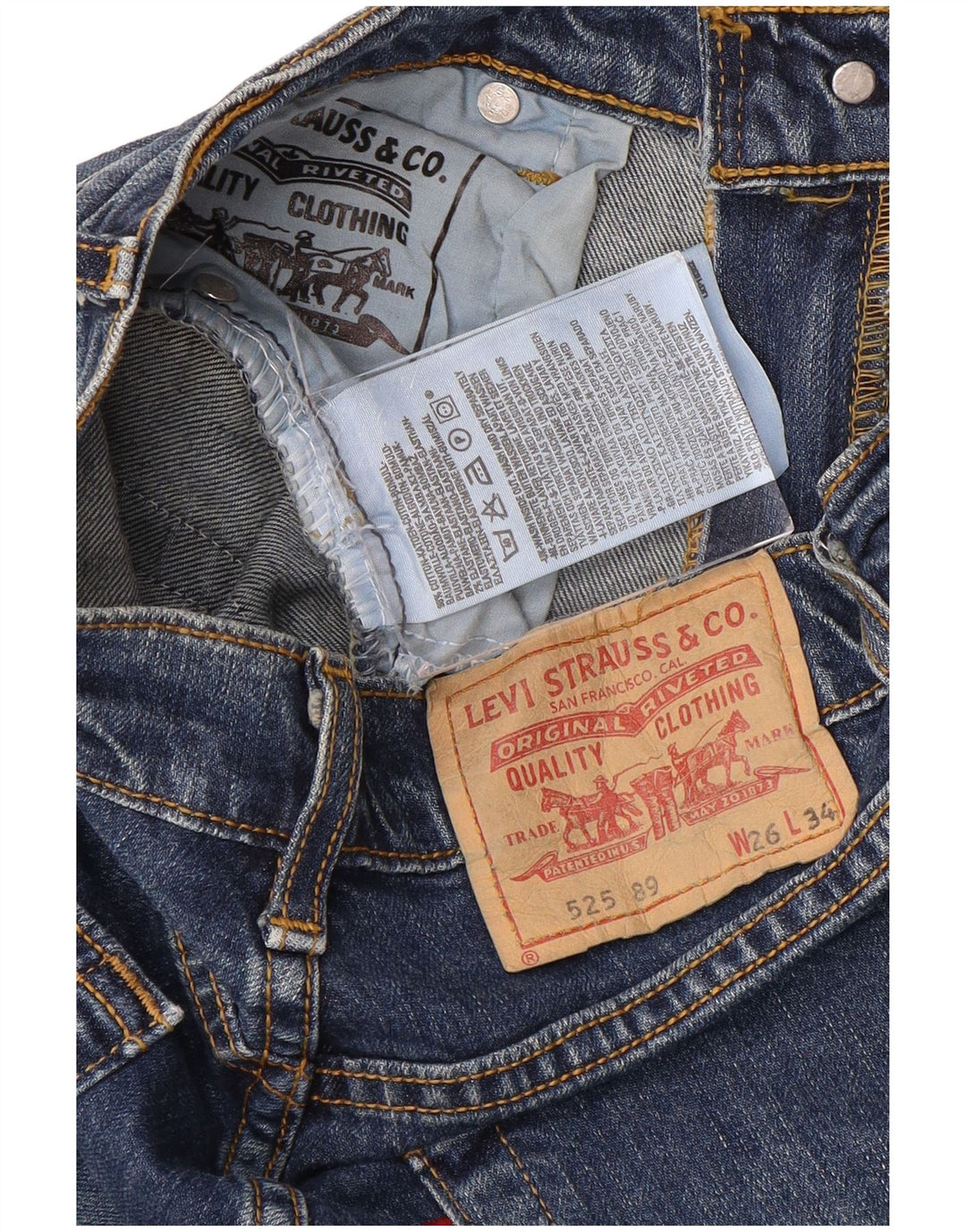 LEVI'S Damen 525 Bootcut Jeans W26 L34 Blaue Baumwolle