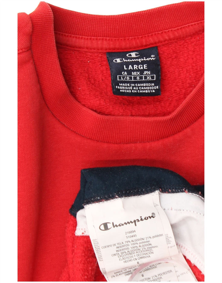 CHAMPION Herren-Sweatshirt mit Grafik, groß, rot, Colourblock-Baumwolle